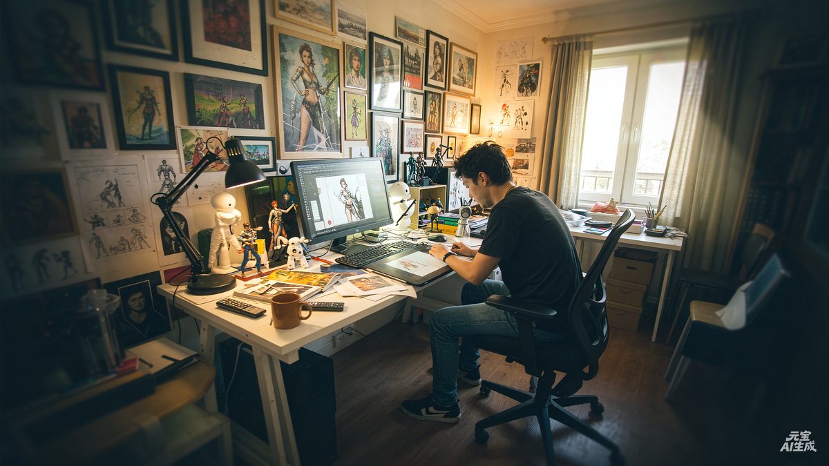 圣淘沙游戏美术工作室原画师绘制角色立绘