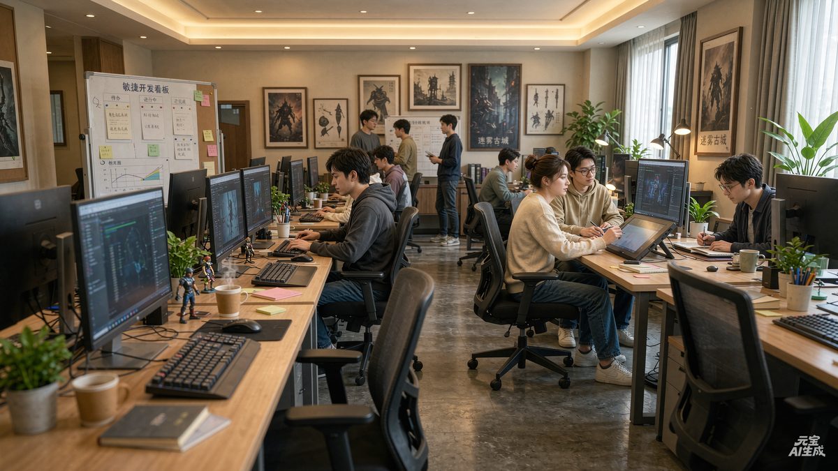 圣淘沙游戏研发工作室程序员与设计协作场景